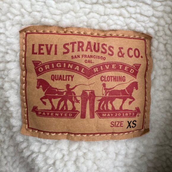 Levi’s Corduroy Sherpa Trucker Jacket Women’s XS Gray Faux Fur Lined - Picture 6 of 11